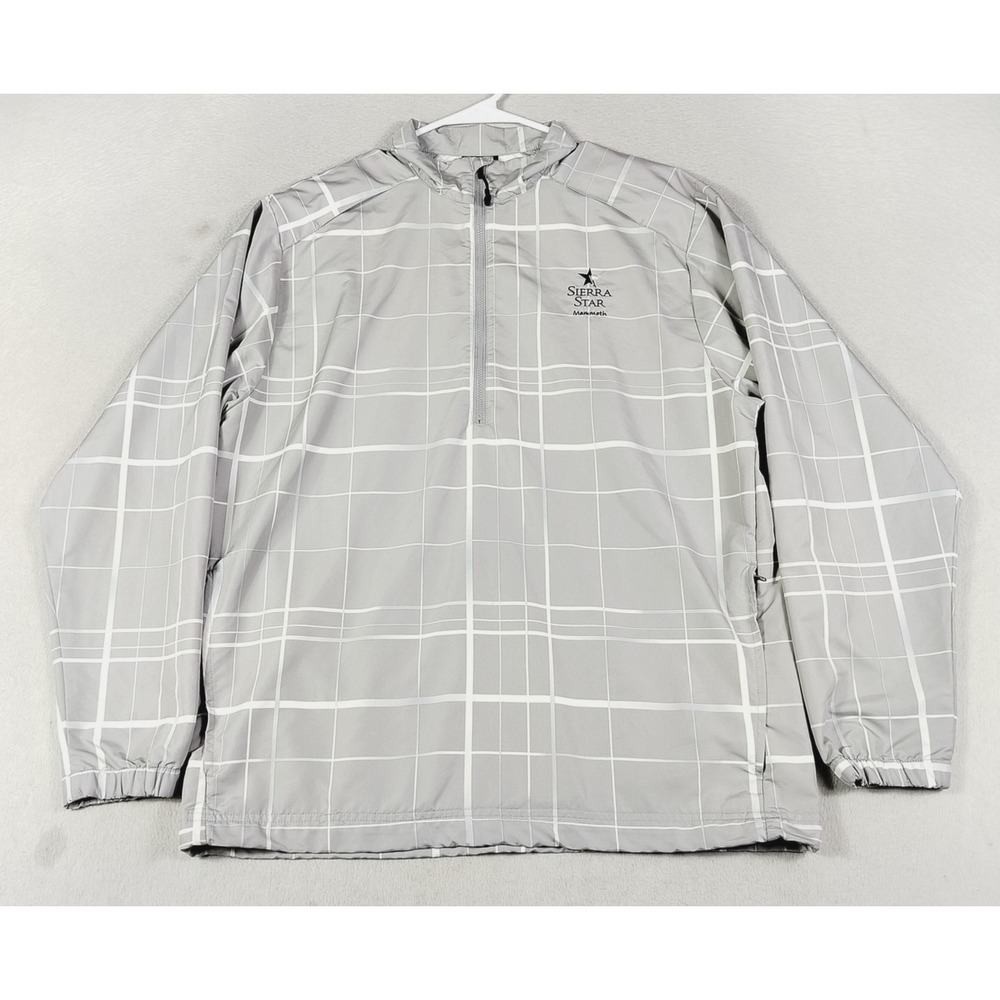 Nike Golf Windbreaker Jacket Mens Medium Gray Plaid 1/4 Zip Sierra Star Mammoth